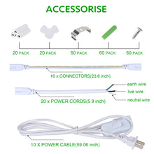 Load image into Gallery viewer, 20 Pack LED Shop Light, 8FT 100W 15500LM 5000K, Daylight White, V Shape, Clear Cover, Hight Output, Linkable Shop Lights, T8 LED Tube Lights, LED Shop Lights for Garage 8 Foot with Plug