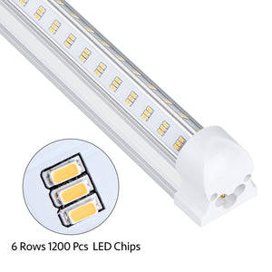 20 Pack LED Shop Light, 8FT 100W 15500LM 5000K, Daylight White, V Shape, Clear Cover, Hight Output, Linkable Shop Lights, T8 LED Tube Lights, LED Shop Lights for Garage 8 Foot with Plug