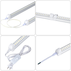 20 Pack LED Shop Light, 8FT 100W 15500LM 5000K, Daylight White, V Shape, Clear Cover, Hight Output, Linkable Shop Lights, T8 LED Tube Lights, LED Shop Lights for Garage 8 Foot with Plug