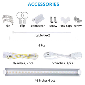 Grow Light, 2ft T8,150W(6 x 25W, 900W Equivalent), Super Bright, Full Spectrum Sunlight Plant Light, LED Grow Light Strips, Grow Light Bulbs for Indoor Plants,Greenhouse,6-Pack