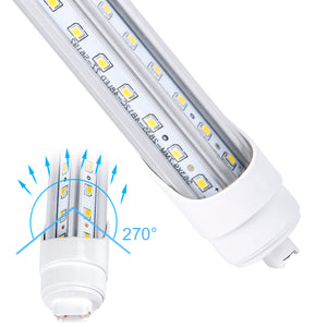 R17D/HO 8FT LED Tubes，Rotate，90W (Replacement for F96 T12/CW/HO 150W),  6500K Clear Lens-10Pack