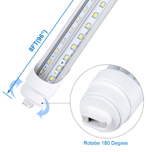 R17D/HO 8FT LED Tubes，Rotate，90W (Replacement for F96 T12/CW/HO 150W),  6500K Clear Lens-10Pack