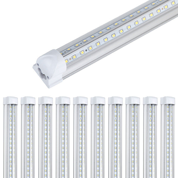 10Pack 8Ft LED Shop Light Fixture,90W 10000 Lumens 5000K Daylight White, Clear Cover