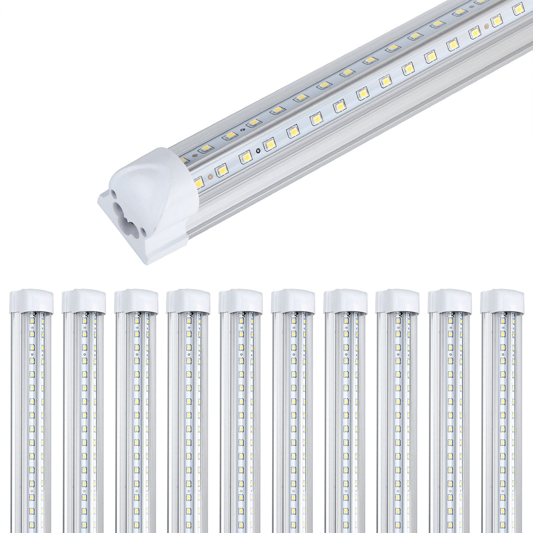 10Pack 8Ft LED Shop Light Fixture,90W 10000 Lumens 5000K Daylight White, Clear Cover