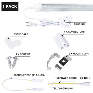 8Packs Led Shop Light, 4FT 40W 4800lm, 6500K Cool White V-Shape Clear Cover