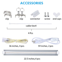 Load image into Gallery viewer, LED Grow Light, 2ft T8,100W(4 x 25W, 600W Equivalent), Super Bright, Full Spectrum Sunlight Plant Light, LED Grow Light Strips, Grow Light Bulbs for Indoor Plants,Greenhouse,4-Pack