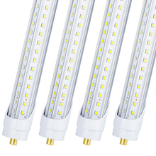 Load image into Gallery viewer, 10 Pack 8 Ft LED Bulbs, 72W 9500lm 6500K,V Shaped Double-Side, Clear Cover,T8 FA8 Single Pin LED Lights(150W LED Fluorescent Bulbs Replacement),Dual-Ended Power