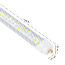 Load image into Gallery viewer, 10 Pack 8 Ft LED Bulbs, 72W 9500lm 6500K,V Shaped Double-Side, Clear Cover,T8 FA8 Single Pin LED Lights(150W LED Fluorescent Bulbs Replacement),Dual-Ended Power