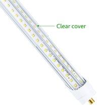 Load image into Gallery viewer, 10 Pack 8 Ft LED Bulbs, 72W 9500lm 6500K,V Shaped Double-Side, Clear Cover,T8 FA8 Single Pin LED Lights(150W LED Fluorescent Bulbs Replacement),Dual-Ended Power
